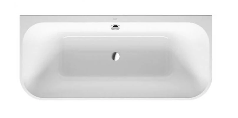 vana Duravit Happy D 180x80 cm s konstrukcí a čelním panelem s vytvarovaným sklonem pro záda, bílá