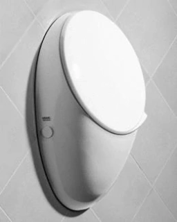 urinál Keramag Joly 233060 vč. víka urinálu 572000 a upevnění 551075 bílý, doporučené předstěnové konstrukce - Sanit, Geberit
