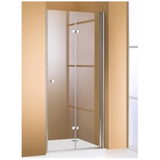 sprchový kout Hüppe čtyřúhelník, sklapovací dveře do niky nebo pro boční stěnu upevnění vpravoDesign 501, 510.960.092.373 80/1900 rám stříbrná lesklá, čiré sklo s pískovanou plochou šíře 800mm uprostřed sprchového koutu